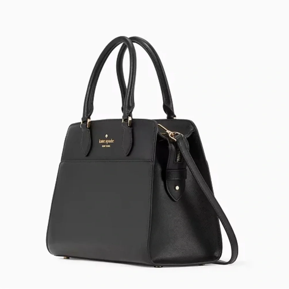 KATE SPADE Madison Saffiano Leather Medium Satchel BLACK COLOR